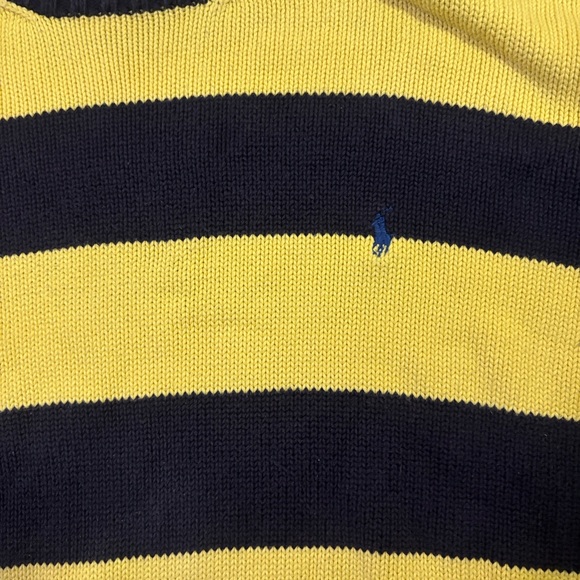 🔵VINTAGE🔵 Polo by Ralph Lauren Men's Crewneck Sweater - Navy and Yellow Stripes - Picture 8 of 8